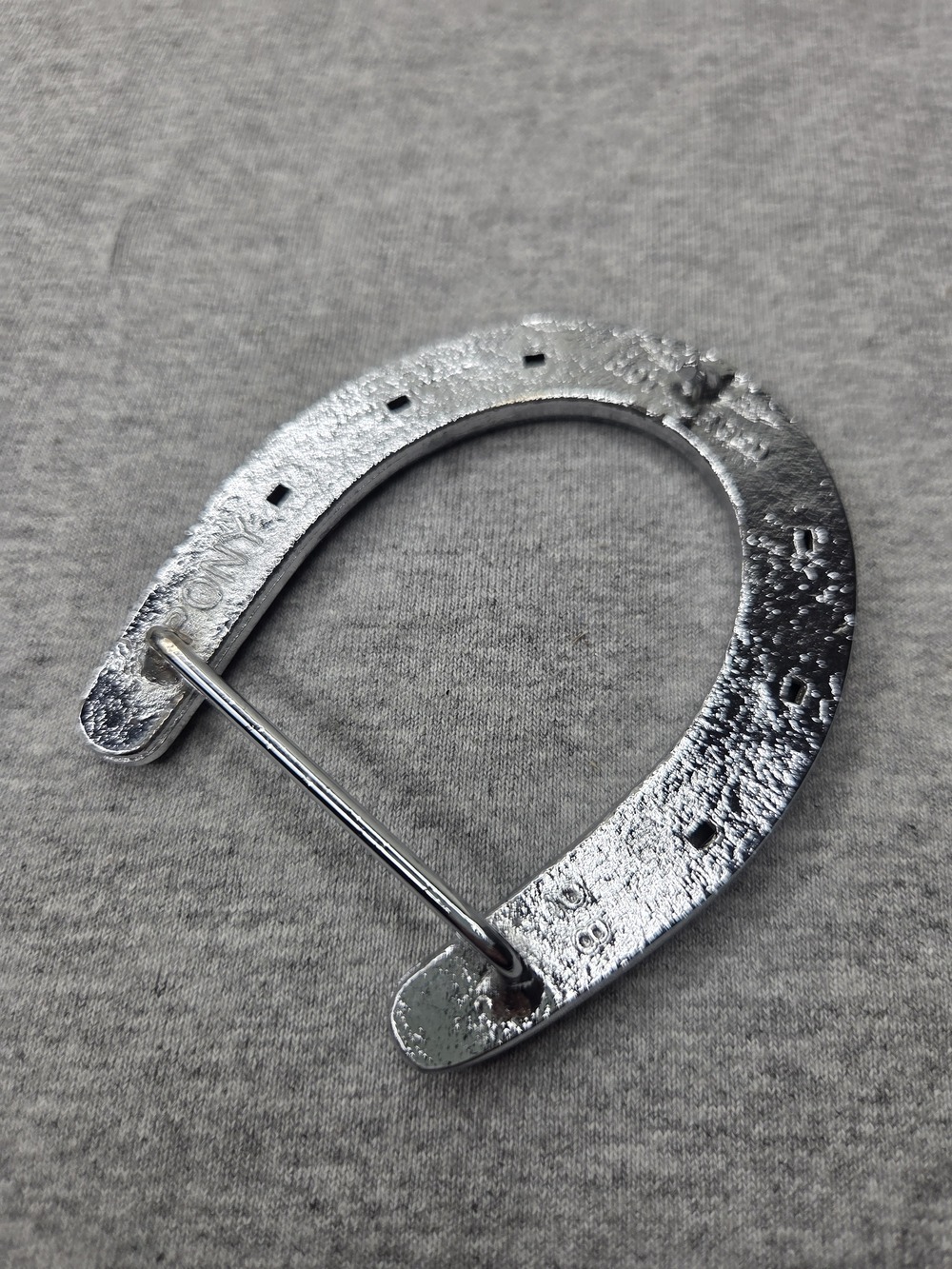 Vintage Diamond Hot Forged Horseshoe Figural Chrome Belt Buckle Equestrian - Picture 6 of 8